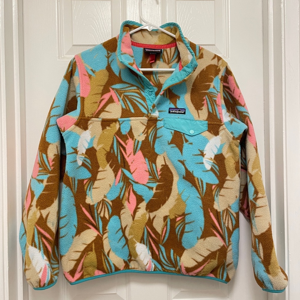 Patagonia Synchilla Snap-T Fleece Women's Size Medium Feather Dance Bear Brown